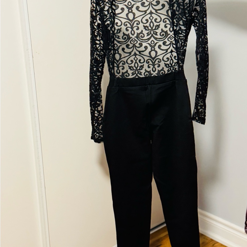 Chic Black Lace Overlay Jumpsuit